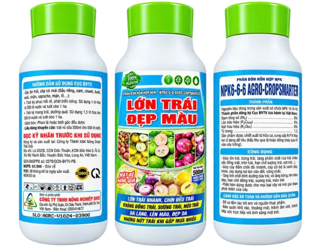 NPK 6-6-6 AGRO-CROPSMARTER – LỚN TRÁI ĐẸP MÀU